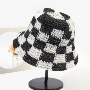 Checkered Pattern Straw Hat